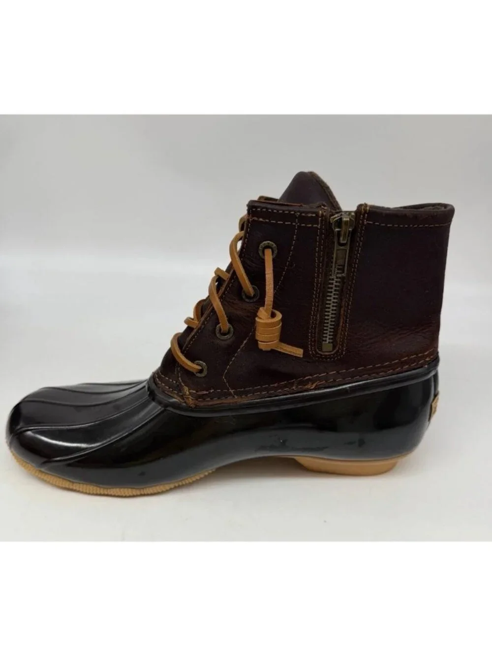 Sperry Top-Sider Saltwater Leather Rubber Duck Boots Brown Women's US 9